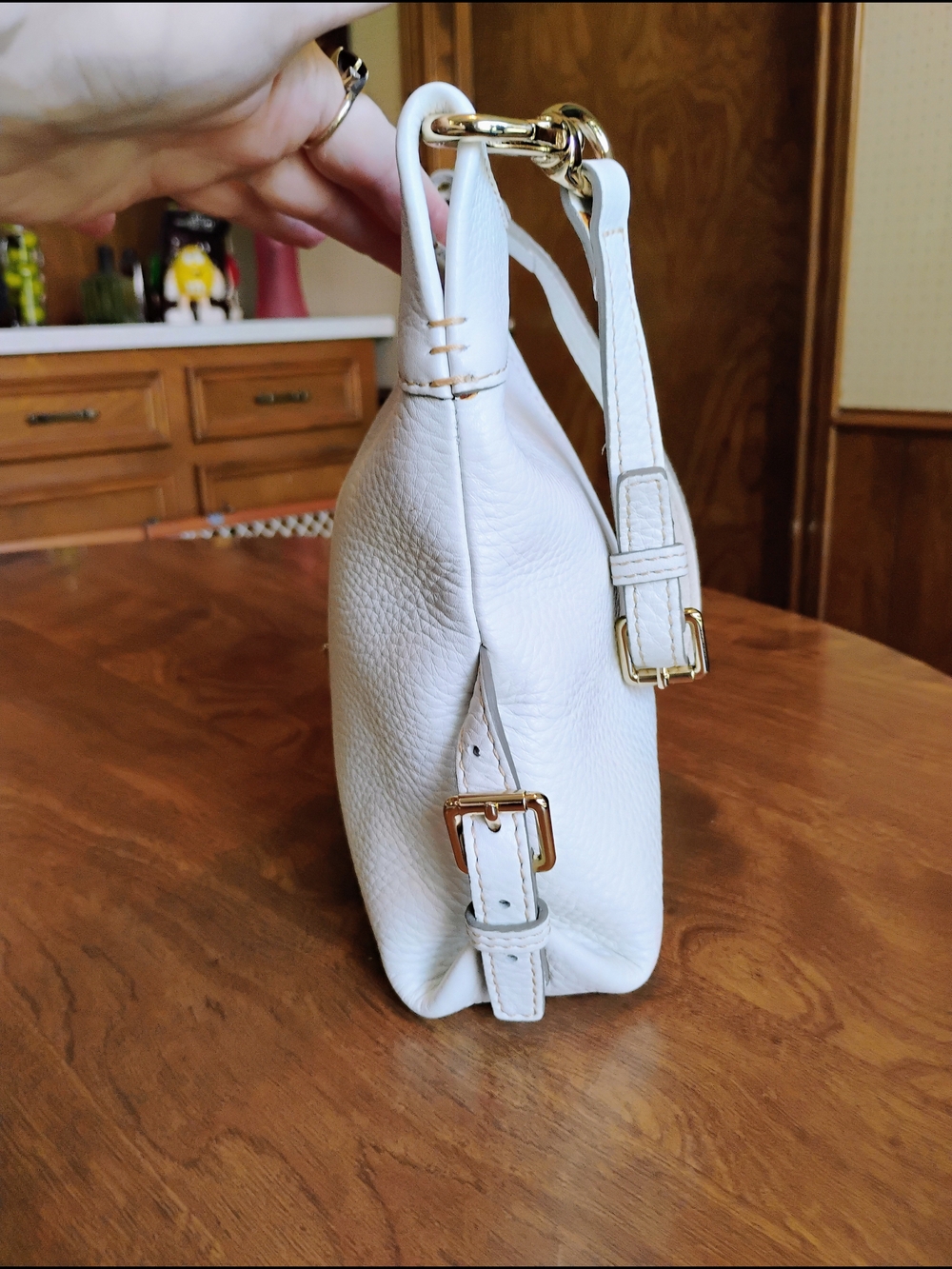 Dooney & Bourke White Pebble Grain Leather "Hobo Corner Buckle" Shoulder Bag - Picture 5 of 13